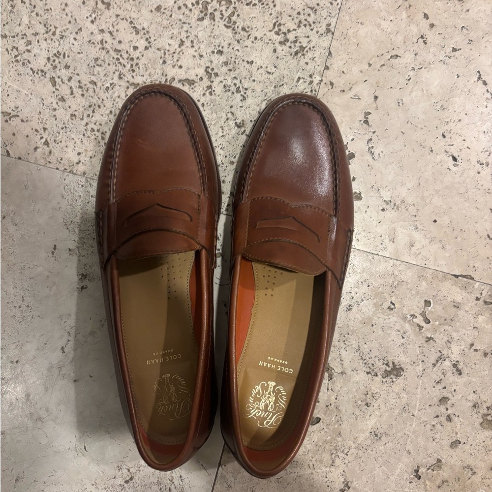 Cole Haan Chestnut Brown Leather Penny Loafers